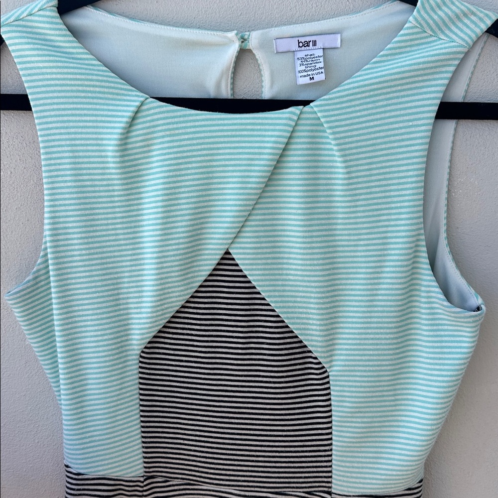 BAR lll Mint and Black Striped Cutout-Style Fit & Flare Dress - Picture 4 of 6